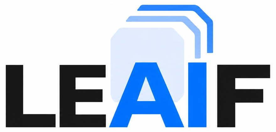 LEAIF — AI in blue with layered passport pages